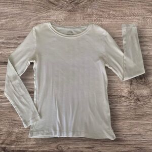 Cherokee Ultimate Shirt Girls Size Large Solid White Long Sleeves Classic Cotton